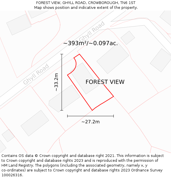 FOREST VIEW, GHYLL ROAD, CROWBOROUGH, TN6 1ST: Plot and title map