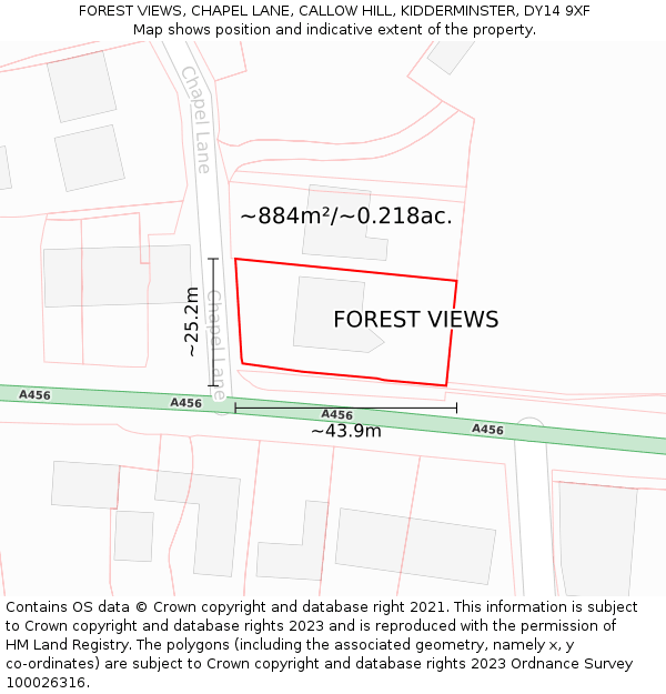 FOREST VIEWS, CHAPEL LANE, CALLOW HILL, KIDDERMINSTER, DY14 9XF: Plot and title map