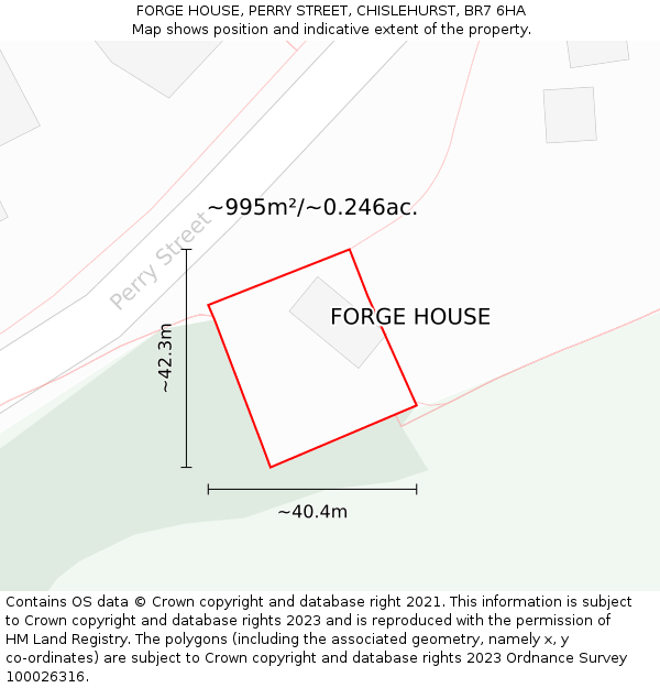 FORGE HOUSE, PERRY STREET, CHISLEHURST, BR7 6HA: Plot and title map