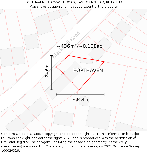 FORTHAVEN, BLACKWELL ROAD, EAST GRINSTEAD, RH19 3HR: Plot and title map