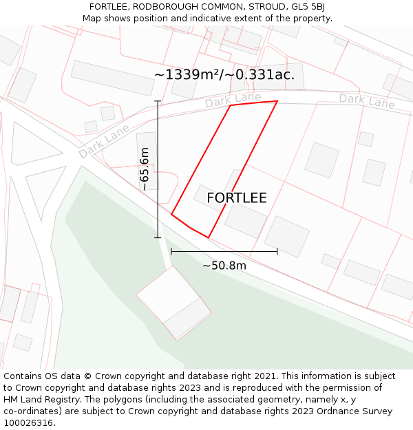 FORTLEE, RODBOROUGH COMMON, STROUD, GL5 5BJ: Plot and title map