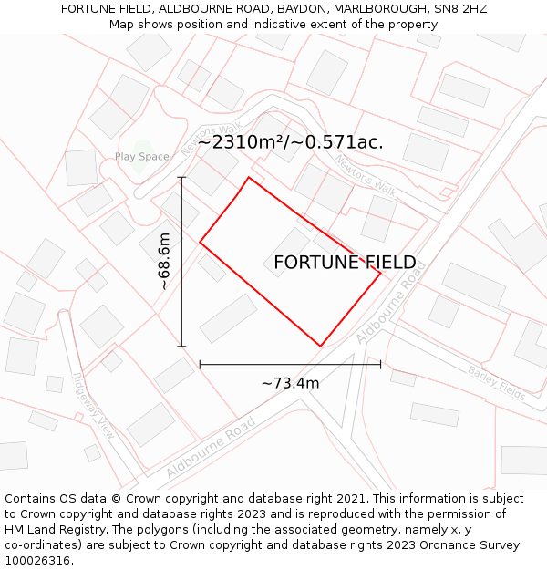 FORTUNE FIELD, ALDBOURNE ROAD, BAYDON, MARLBOROUGH, SN8 2HZ: Plot and title map