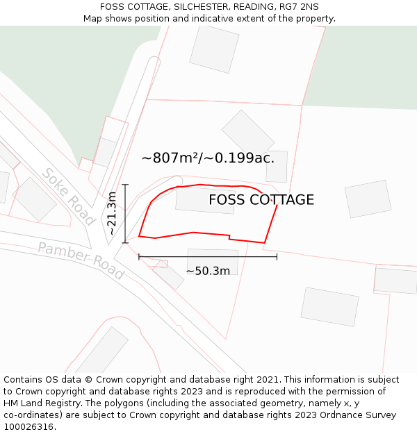 FOSS COTTAGE, SILCHESTER, READING, RG7 2NS: Plot and title map