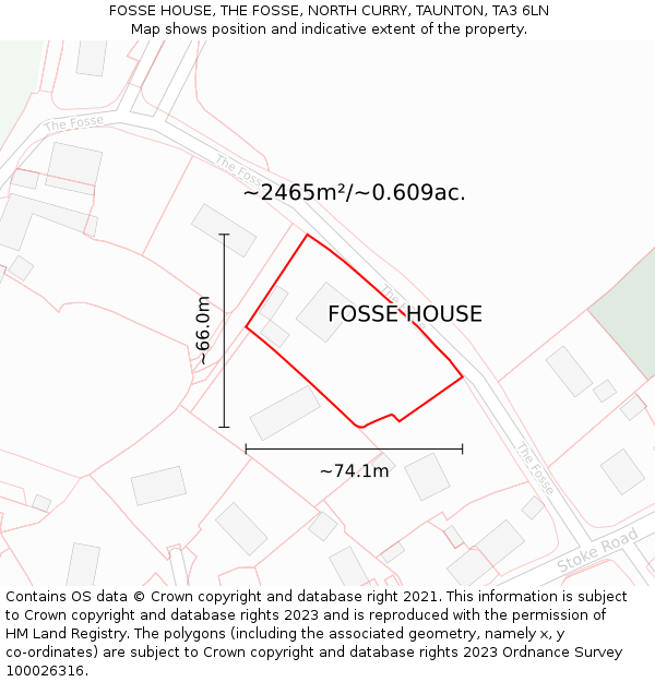 FOSSE HOUSE, THE FOSSE, NORTH CURRY, TAUNTON, TA3 6LN: Plot and title map