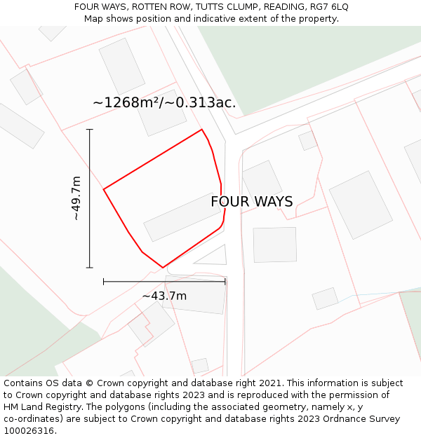 FOUR WAYS, ROTTEN ROW, TUTTS CLUMP, READING, RG7 6LQ: Plot and title map