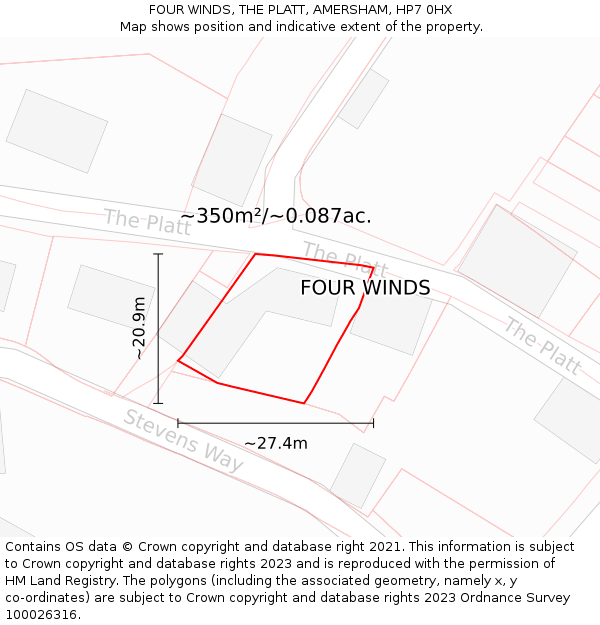 FOUR WINDS, THE PLATT, AMERSHAM, HP7 0HX: Plot and title map