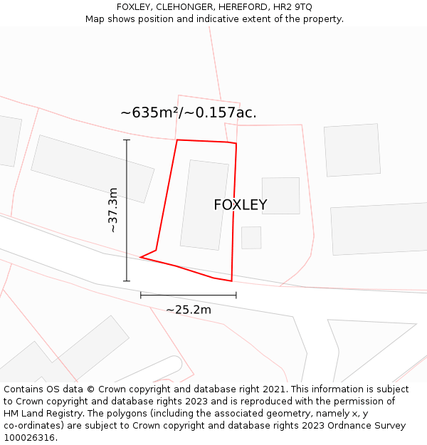 FOXLEY, CLEHONGER, HEREFORD, HR2 9TQ: Plot and title map