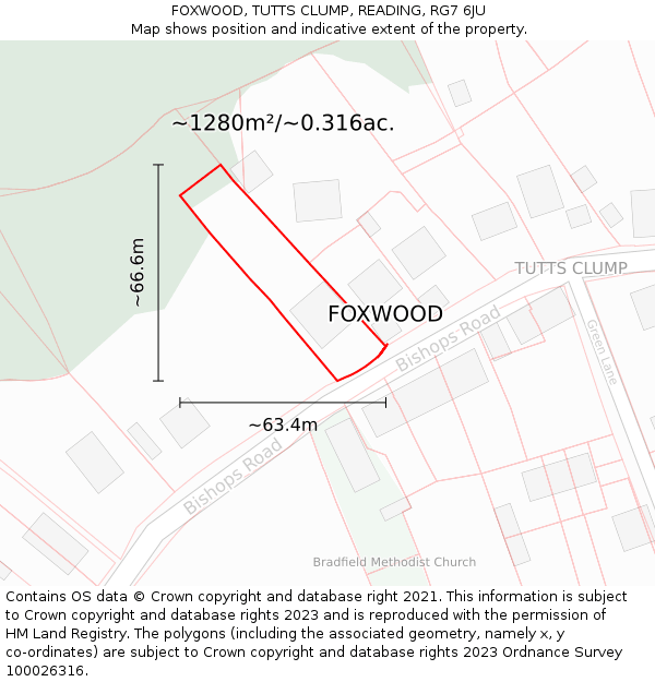 FOXWOOD, TUTTS CLUMP, READING, RG7 6JU: Plot and title map