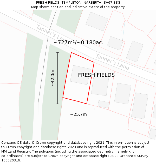 FRESH FIELDS, TEMPLETON, NARBERTH, SA67 8SG: Plot and title map