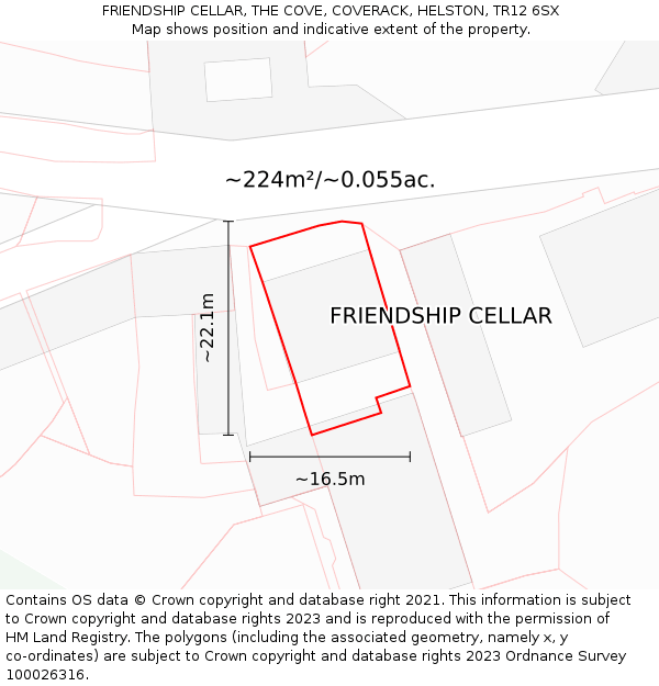 FRIENDSHIP CELLAR, THE COVE, COVERACK, HELSTON, TR12 6SX: Plot and title map