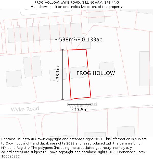 FROG HOLLOW, WYKE ROAD, GILLINGHAM, SP8 4NG: Plot and title map