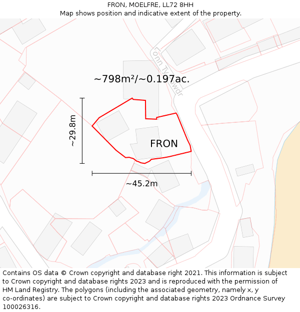 FRON, MOELFRE, LL72 8HH: Plot and title map