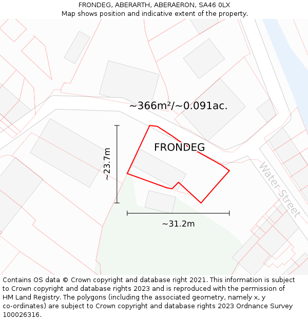 FRONDEG, ABERARTH, ABERAERON, SA46 0LX: Plot and title map