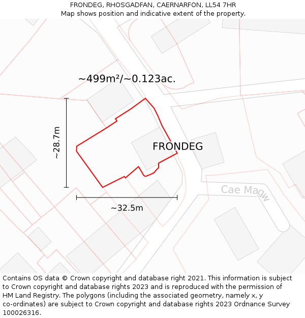 FRONDEG, RHOSGADFAN, CAERNARFON, LL54 7HR: Plot and title map