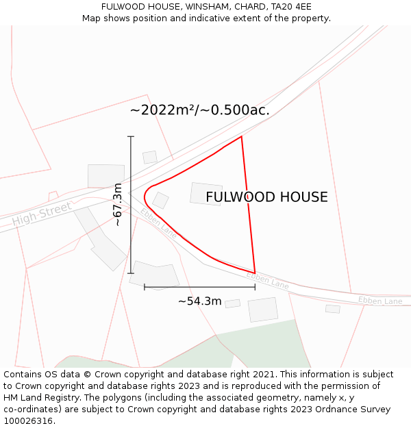 FULWOOD HOUSE, WINSHAM, CHARD, TA20 4EE: Plot and title map