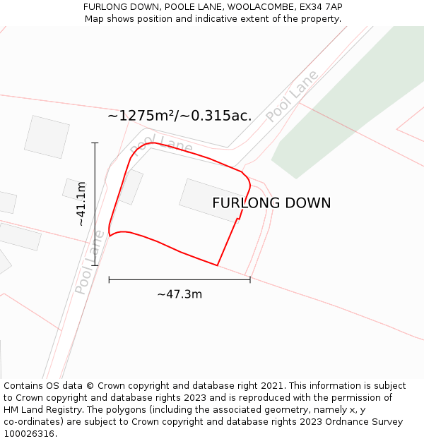 FURLONG DOWN, POOLE LANE, WOOLACOMBE, EX34 7AP: Plot and title map