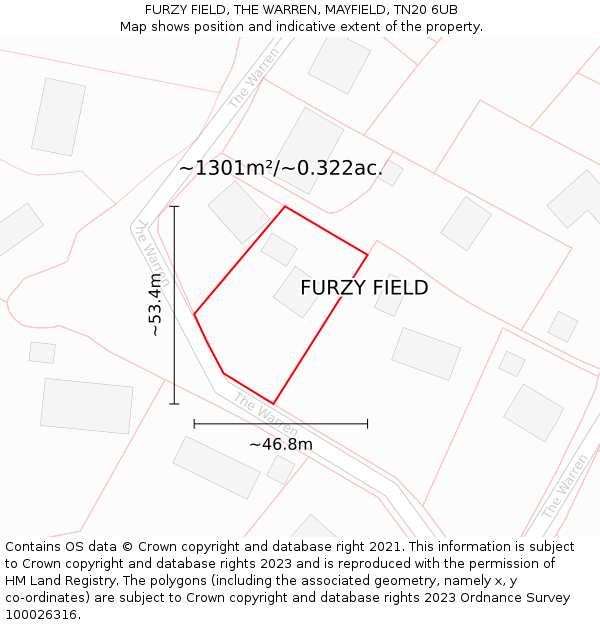 FURZY FIELD, THE WARREN, MAYFIELD, TN20 6UB: Plot and title map