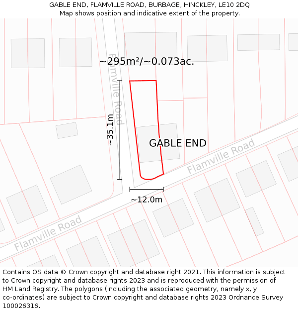 GABLE END, FLAMVILLE ROAD, BURBAGE, HINCKLEY, LE10 2DQ: Plot and title map