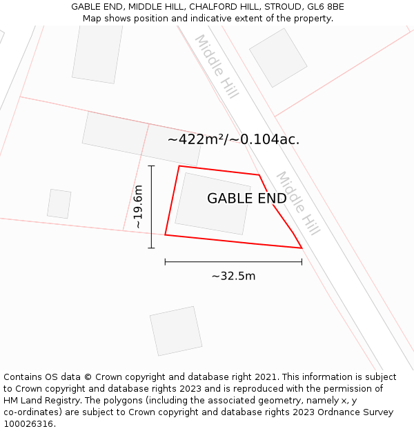 GABLE END, MIDDLE HILL, CHALFORD HILL, STROUD, GL6 8BE: Plot and title map