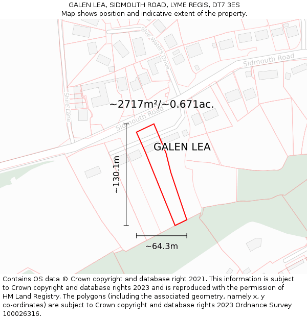 GALEN LEA, SIDMOUTH ROAD, LYME REGIS, DT7 3ES: Plot and title map