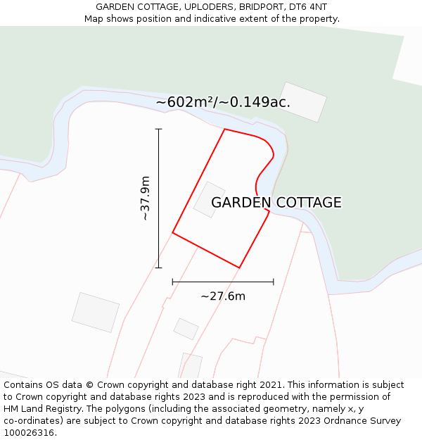 GARDEN COTTAGE, UPLODERS, BRIDPORT, DT6 4NT: Plot and title map