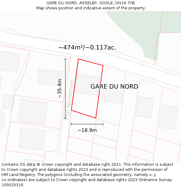 GARE DU NORD, ASSELBY, GOOLE, DN14 7HE: Plot and title map