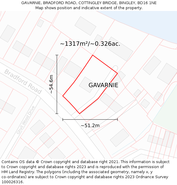 GAVARNIE, BRADFORD ROAD, COTTINGLEY BRIDGE, BINGLEY, BD16 1NE: Plot and title map