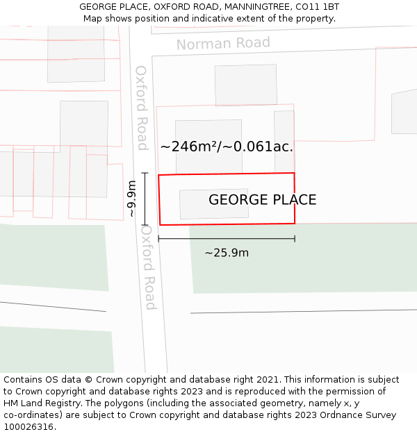 GEORGE PLACE, OXFORD ROAD, MANNINGTREE, CO11 1BT: Plot and title map