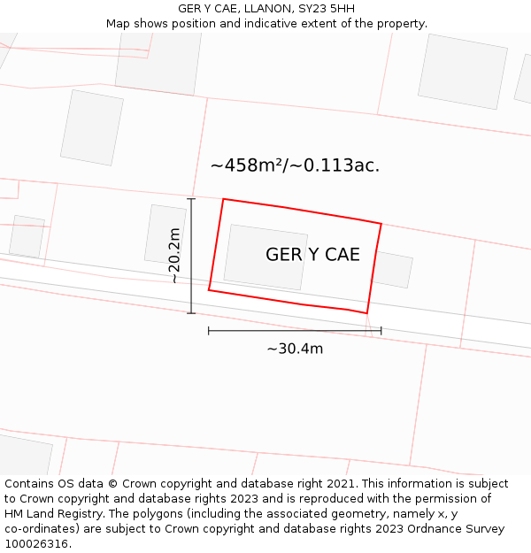 GER Y CAE, LLANON, SY23 5HH: Plot and title map