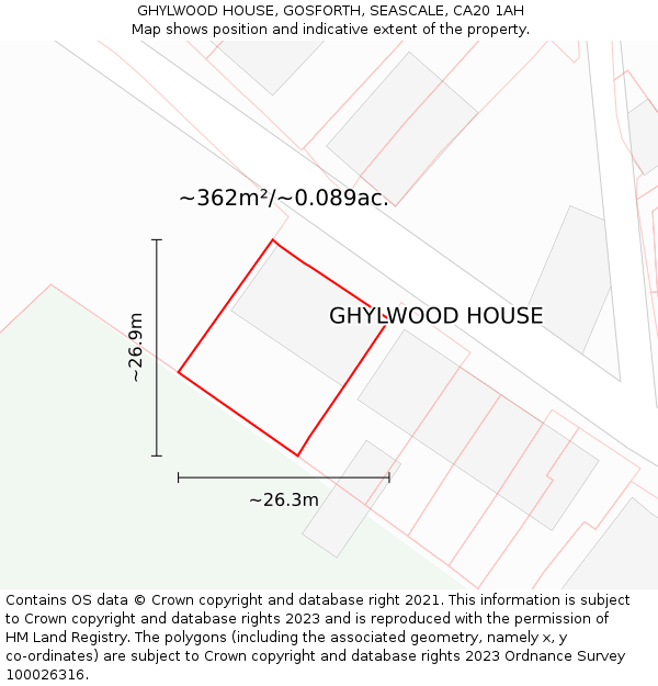 GHYLWOOD HOUSE, GOSFORTH, SEASCALE, CA20 1AH: Plot and title map