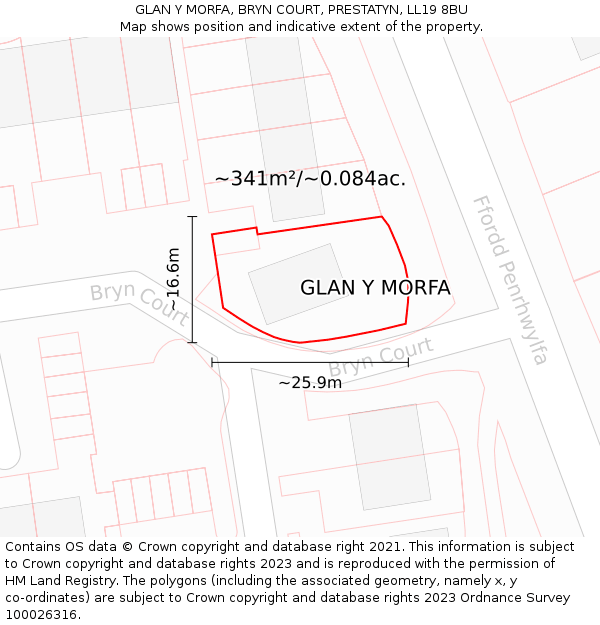 GLAN Y MORFA, BRYN COURT, PRESTATYN, LL19 8BU: Plot and title map