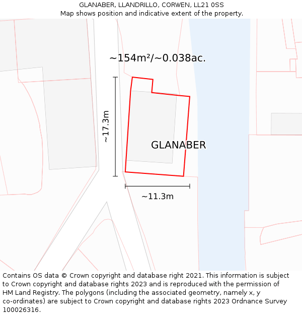 GLANABER, LLANDRILLO, CORWEN, LL21 0SS: Plot and title map