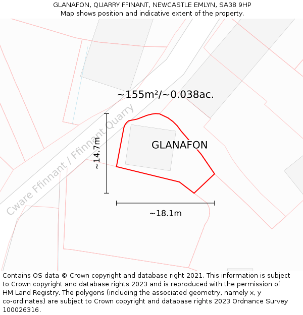 GLANAFON, QUARRY FFINANT, NEWCASTLE EMLYN, SA38 9HP: Plot and title map