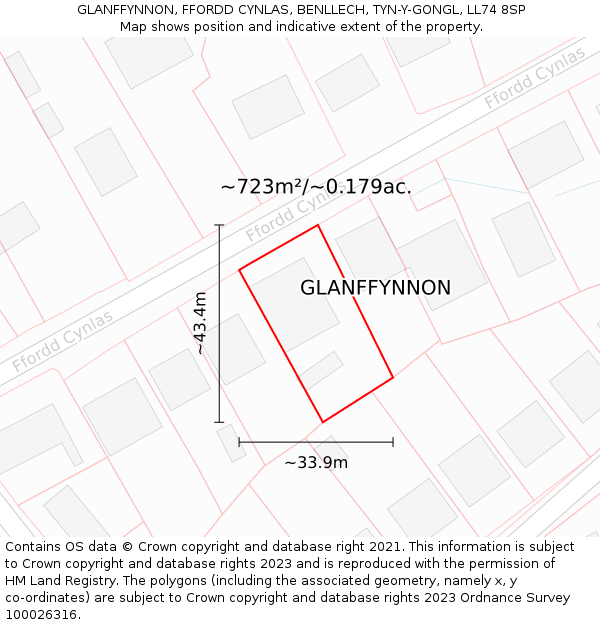 GLANFFYNNON, FFORDD CYNLAS, BENLLECH, TYN-Y-GONGL, LL74 8SP: Plot and title map