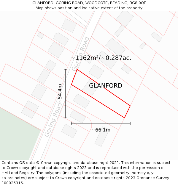 GLANFORD, GORING ROAD, WOODCOTE, READING, RG8 0QE: Plot and title map