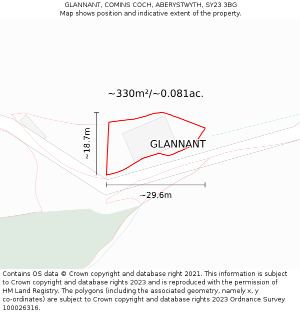 GLANNANT, COMINS COCH, ABERYSTWYTH, SY23 3BG: Plot and title map