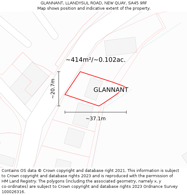 GLANNANT, LLANDYSUL ROAD, NEW QUAY, SA45 9RF: Plot and title map