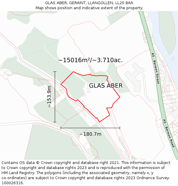 GLAS ABER, GERAINT, LLANGOLLEN, LL20 8AA: Plot and title map