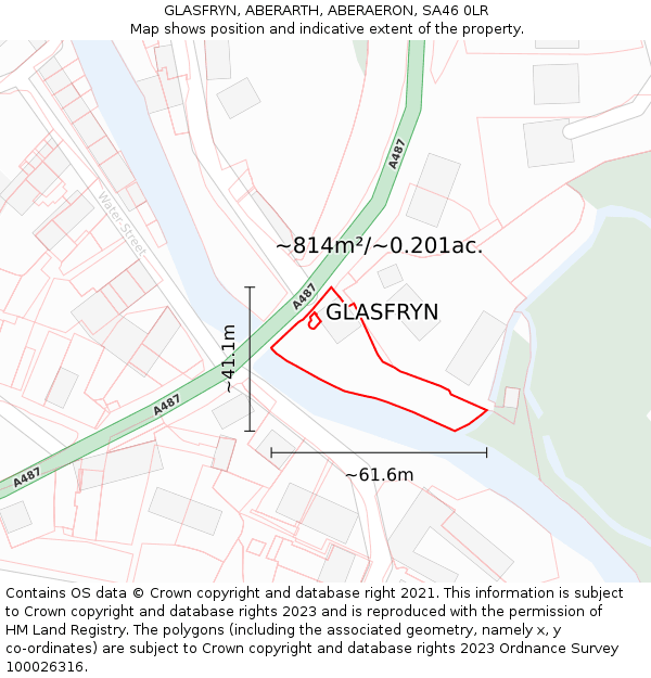 GLASFRYN, ABERARTH, ABERAERON, SA46 0LR: Plot and title map