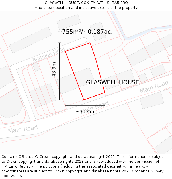 GLASWELL HOUSE, COXLEY, WELLS, BA5 1RQ: Plot and title map