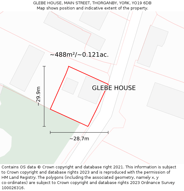 GLEBE HOUSE, MAIN STREET, THORGANBY, YORK, YO19 6DB: Plot and title map