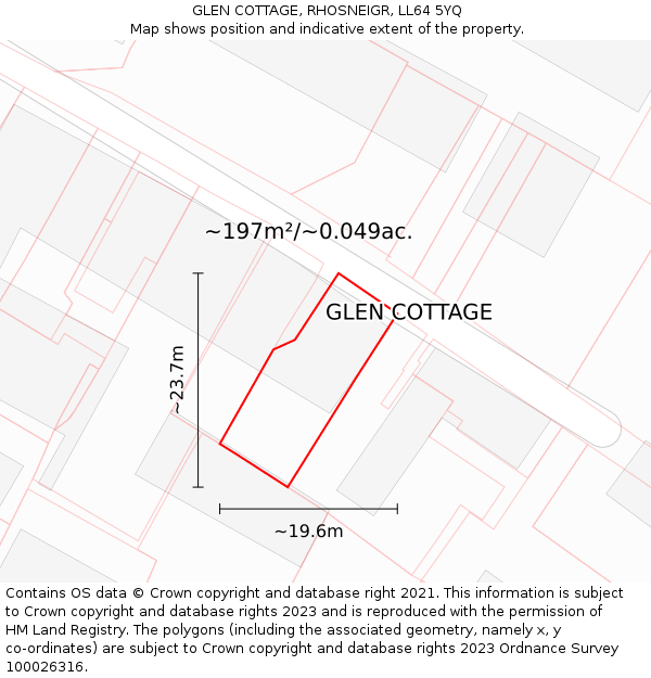 GLEN COTTAGE, RHOSNEIGR, LL64 5YQ: Plot and title map