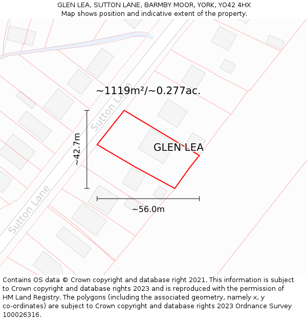 GLEN LEA, SUTTON LANE, BARMBY MOOR, YORK, YO42 4HX: Plot and title map