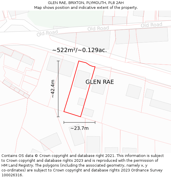 GLEN RAE, BRIXTON, PLYMOUTH, PL8 2AH: Plot and title map