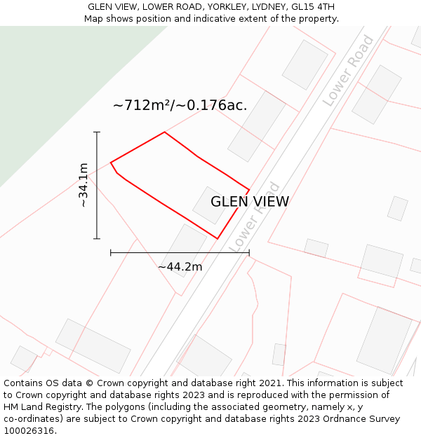 GLEN VIEW, LOWER ROAD, YORKLEY, LYDNEY, GL15 4TH: Plot and title map