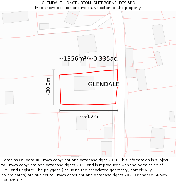 GLENDALE, LONGBURTON, SHERBORNE, DT9 5PD: Plot and title map