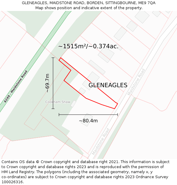 GLENEAGLES, MAIDSTONE ROAD, BORDEN, SITTINGBOURNE, ME9 7QA: Plot and title map