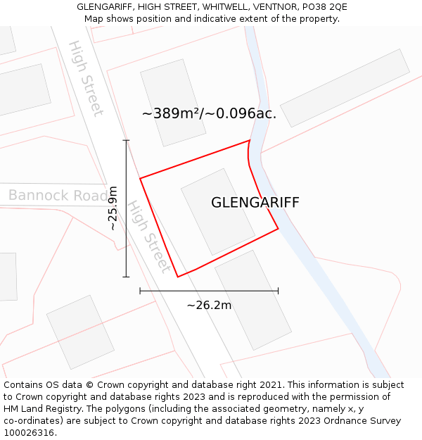 GLENGARIFF, HIGH STREET, WHITWELL, VENTNOR, PO38 2QE: Plot and title map