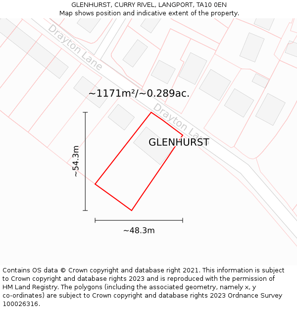 GLENHURST, CURRY RIVEL, LANGPORT, TA10 0EN: Plot and title map