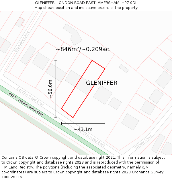 GLENIFFER, LONDON ROAD EAST, AMERSHAM, HP7 9DL: Plot and title map